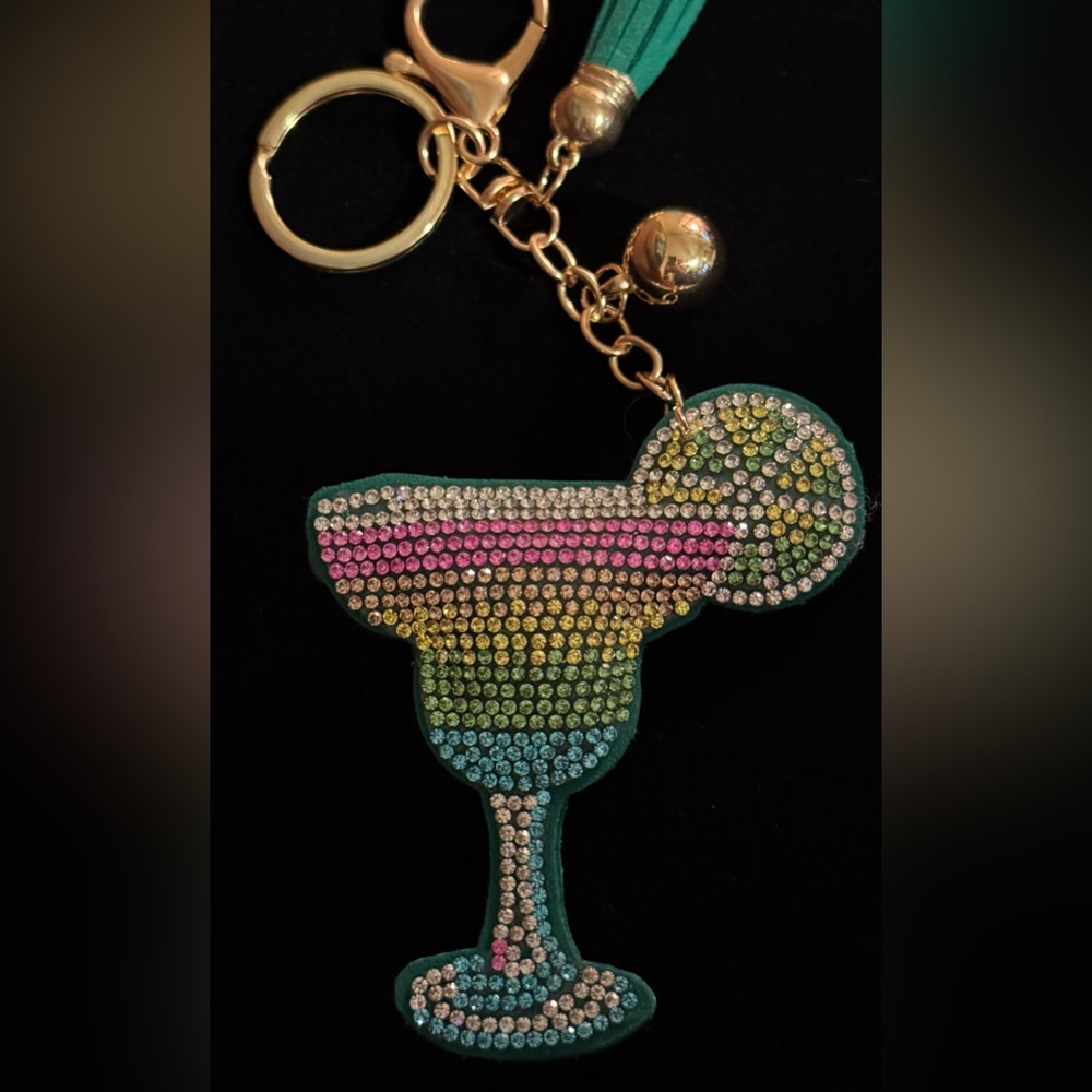 Colorful Cocktail Rhinestone Bag Charm Keyring - Picture 4 of 6